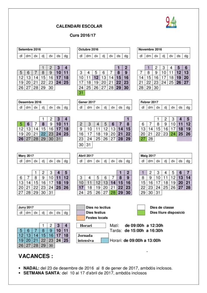 calendari 2016-2017